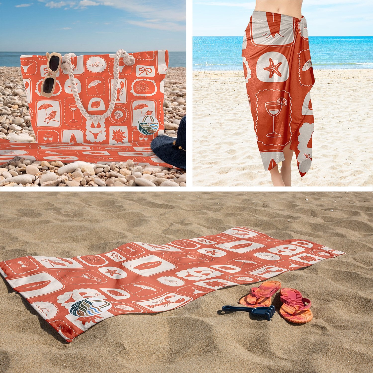 eJOYA 3’lü Plaj Seti ( Plaj Çantası & Havlu & Pareo) 116359