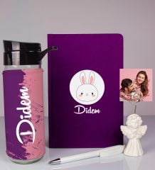 eJOYA Kişiye Özel Defter Kalem Matara Ve Fotoğraflı Notluk Hediye Seti 93573