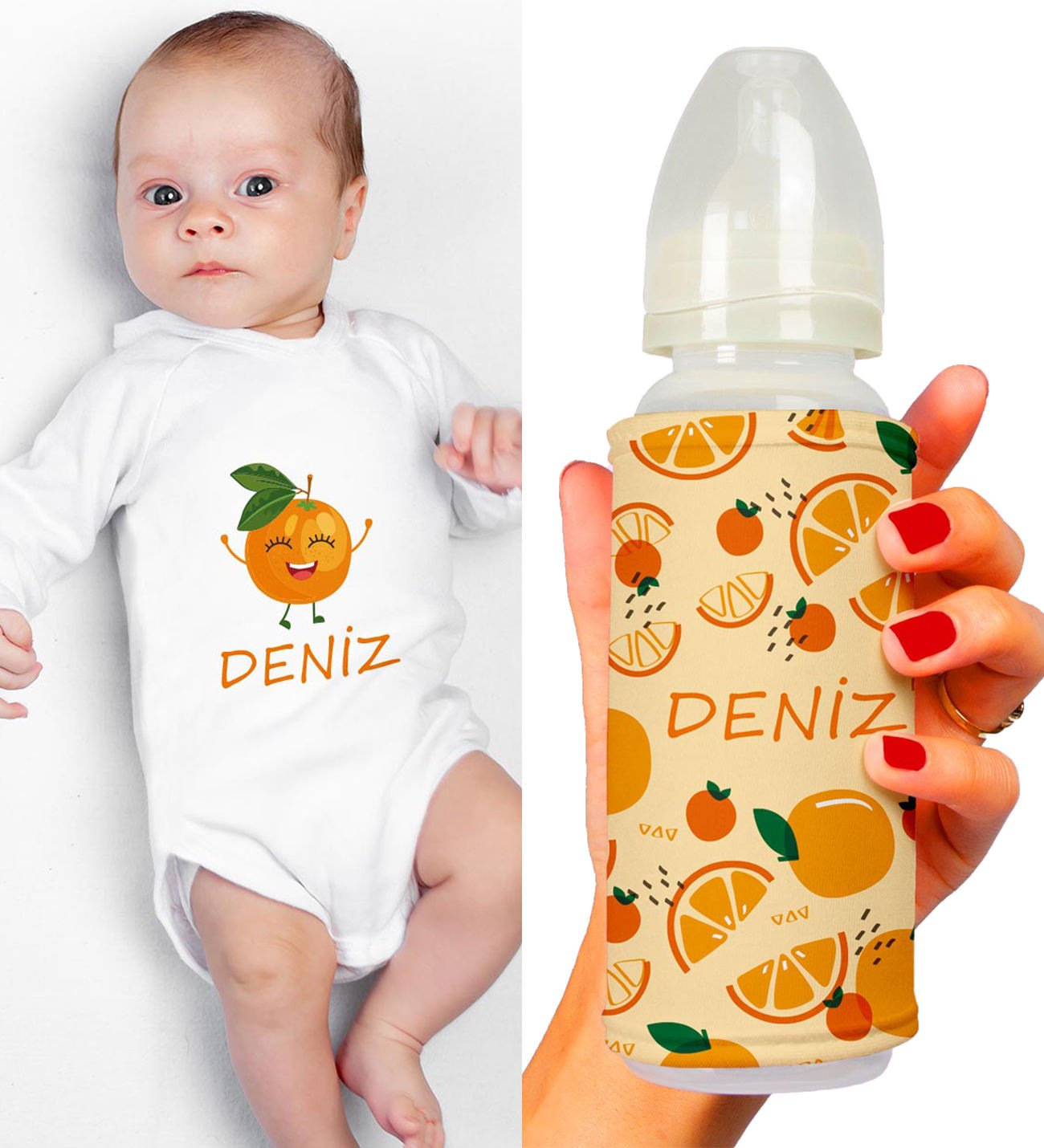 eJOYA Kişiye Özel Zıbın Ve Biberon Bebek Hediye Seti 110174