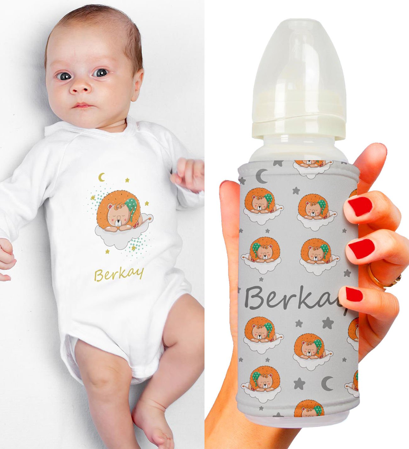 eJOYA Kişiye Özel Zıbın Ve Biberon Bebek Hediye Seti 110175