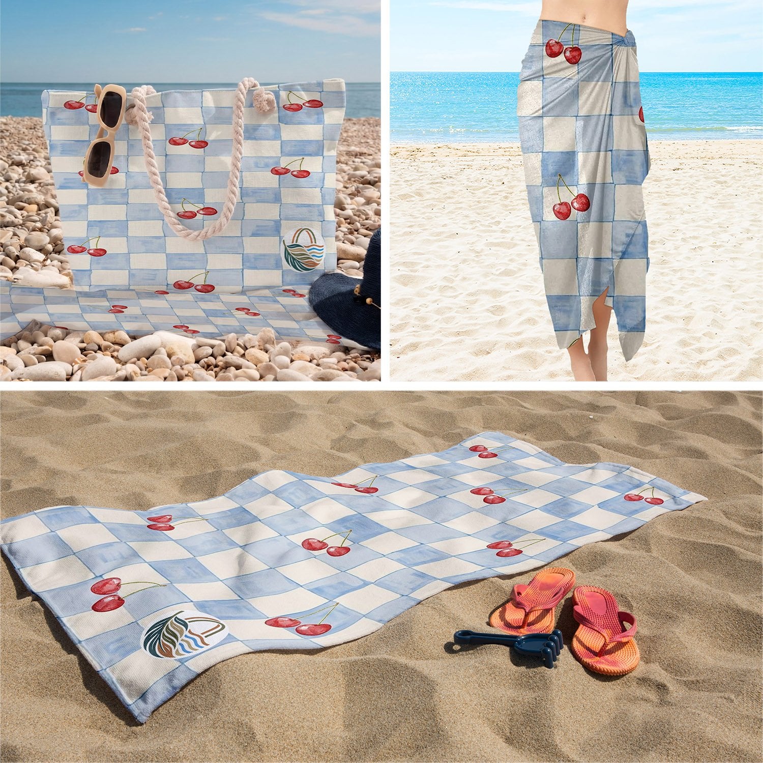 eJOYA 3’lü Plaj Seti ( Plaj Çantası & Havlu & Pareo) 116376