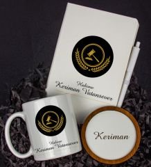eJOYA Kişiye Özel Hakime Tasarım Defter Kalem Kupa Ve Bardak Altlığı Hediye Seti 81409