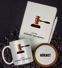 eJOYA Kişiye Özel Hakime Tasarım Defter Kalem Kupa Ve Bardak Altlığı Hediye Seti 81412