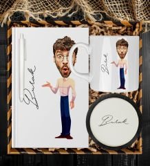 eJOYA Kişiye Özel Karikatür Tasarım Defter Kalem Kupa Ve Bardak Altlığı Hediye Seti 96140