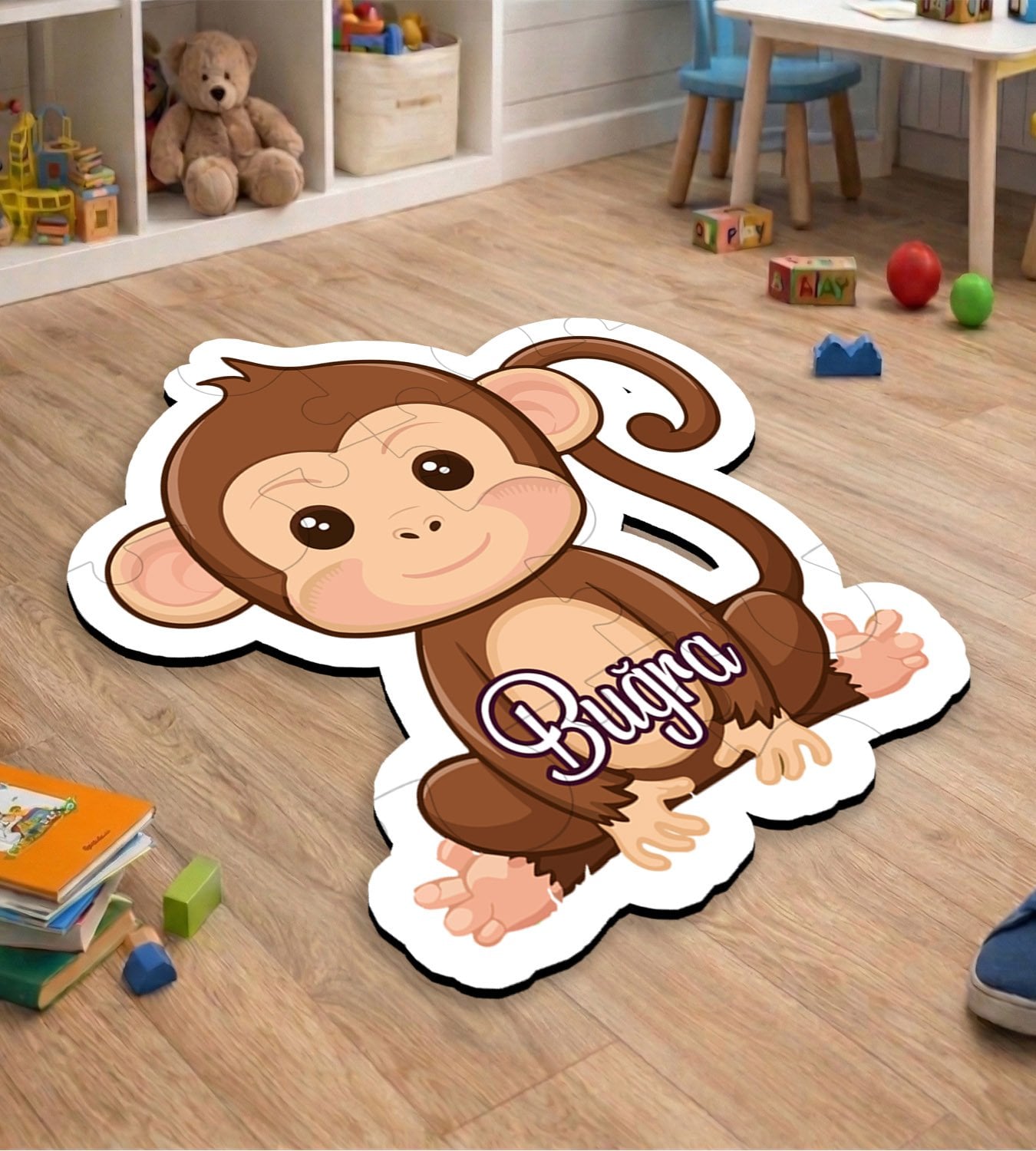 eJOYA Kişiye Özel Maymun Tasarımlı Puzzle Keçe Halı 116391