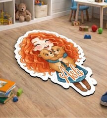 eJOYA Kişiye Özel Kıvırcık Saçlı Prenses Tasarımlı Puzzle Keçe Halı 116395