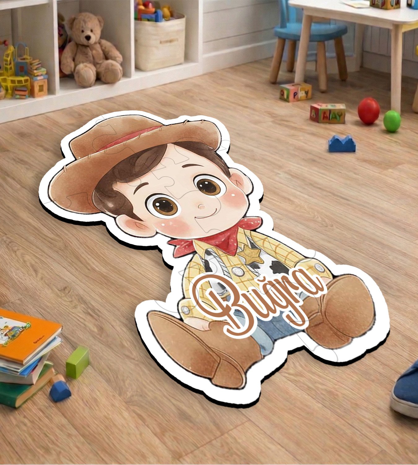 eJOYA Kişiye Özel Kovboy Tasarımlı Puzzle Keçe Halı 116396