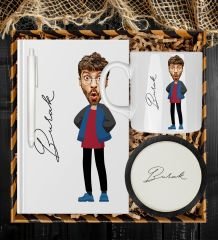 eJOYA Kişiye Özel Karikatür Tasarım Defter Kalem Kupa Ve Bardak Altlığı Hediye Seti 96147