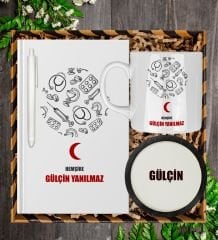 eJOYA Kişiye Özel Hemşire Tasarım Defter Kalem Kupa Ve Bardak Altlığı Hediye Seti 81426