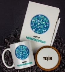 eJOYA Kişiye Özel Doktor Tasarım Defter Kalem Kupa Ve Bardak Altlığı Hediye Seti 81429
