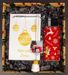 eJOYA Yeni Yıla Özel Defter Kalem Matara Ve Fotoğraflı Çam Ağacı Notluk Hediye Kutusu 110659