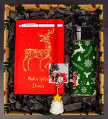 eJOYA Yeni Yıla Özel Defter Kalem Matara Ve Fotoğraflı Çam Ağacı Notluk Hediye Kutusu 110660