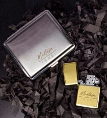 eJOYA Kişiye Özel Metal Sigara Tabakası Ve Zippo Model Çakmak Erkek Aksesuar Seti 107004