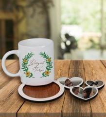 eJOYA Kişiye Özel Tasarım Kupa Bardak Ve Fotoğraflı Kalpler Ahşap Bardak Altlığı 99976