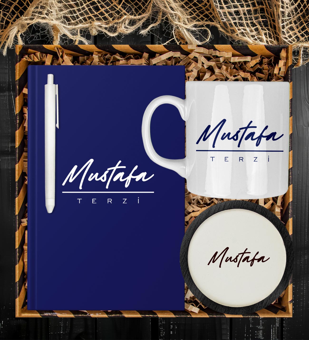 eJOYA Kişiye Özel Defter Kalem Kupa Ve Bardak Altlığı Hediye Seti 85186