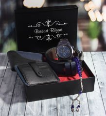 eJOYA Kişiye Özel Cüzdan Kartlık Kemer Tesbih Ve Saat Erkek Hediye Seti DL 85329