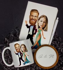 eJOYA Kişiye Özel Karikatür Tasarım Defter Kalem Kupa Ve Bardak Altlığı Hediye Seti 96179
