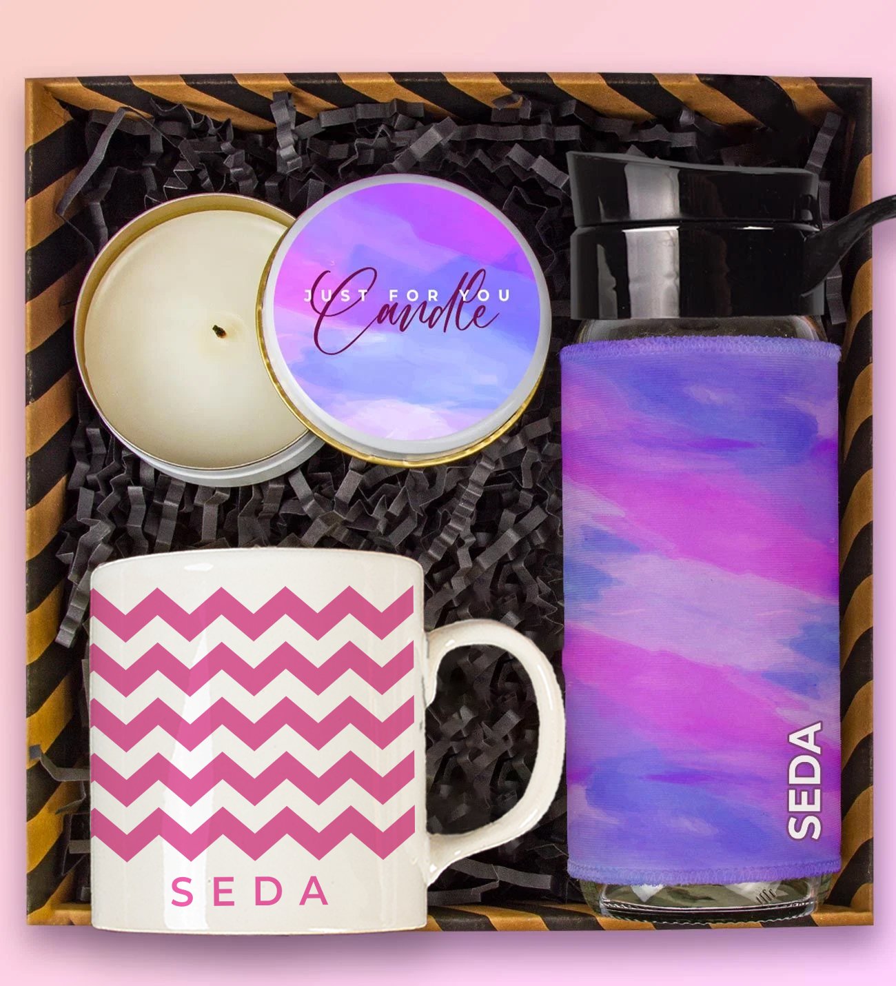 eJOYA Kişiye Özel Konsept Renkli Kupa & Kişiye Özel Matara & Mum Hediye Kutusu 110883