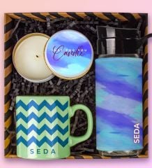 eJOYA Kişiye Özel Konsept Renkli Kupa & Kişiye Özel Matara & Mum Hediye Kutusu 110885