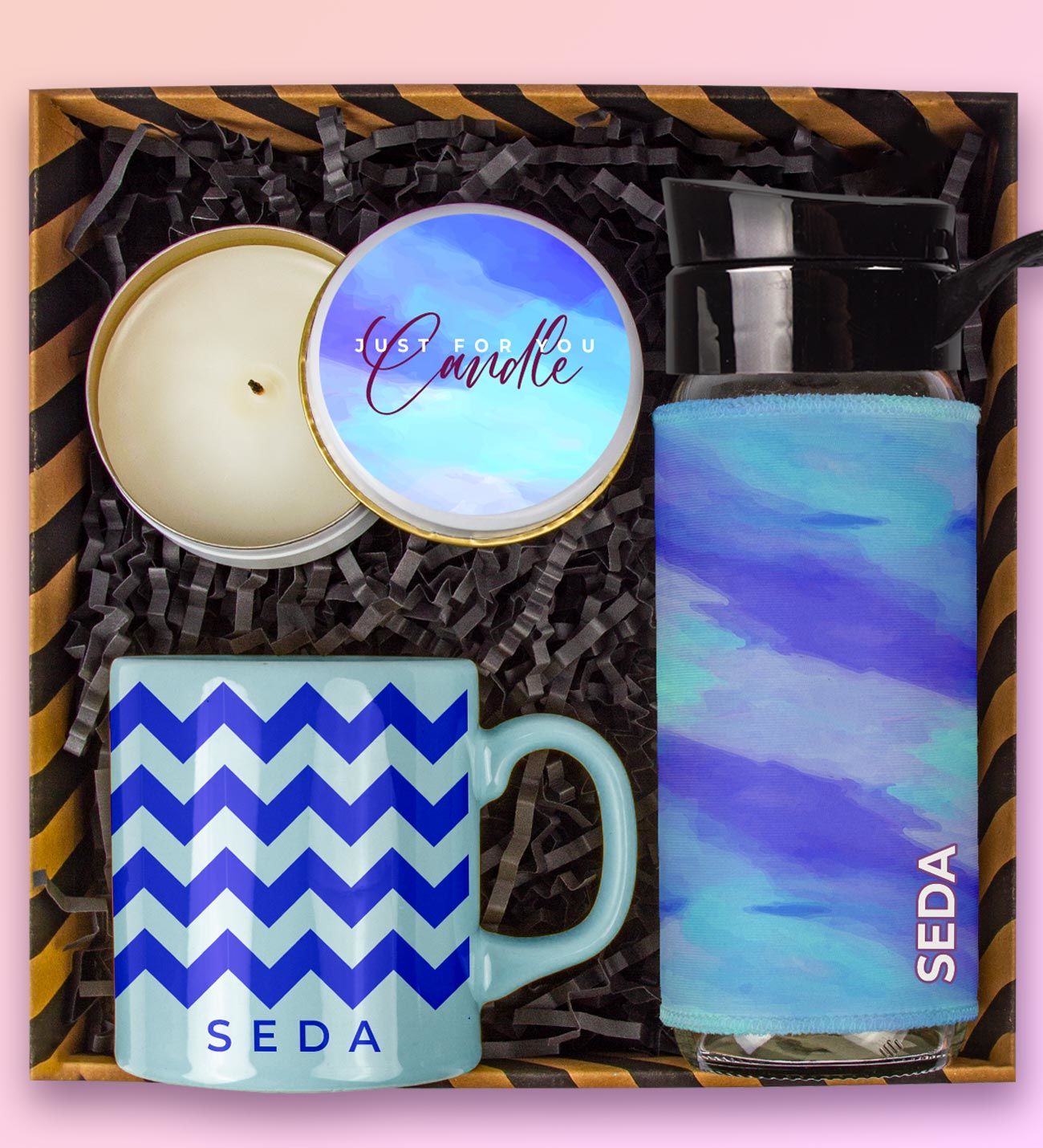 eJOYA Kişiye Özel Konsept Renkli Kupa & Kişiye Özel Matara & Mum Hediye Kutusu 110886