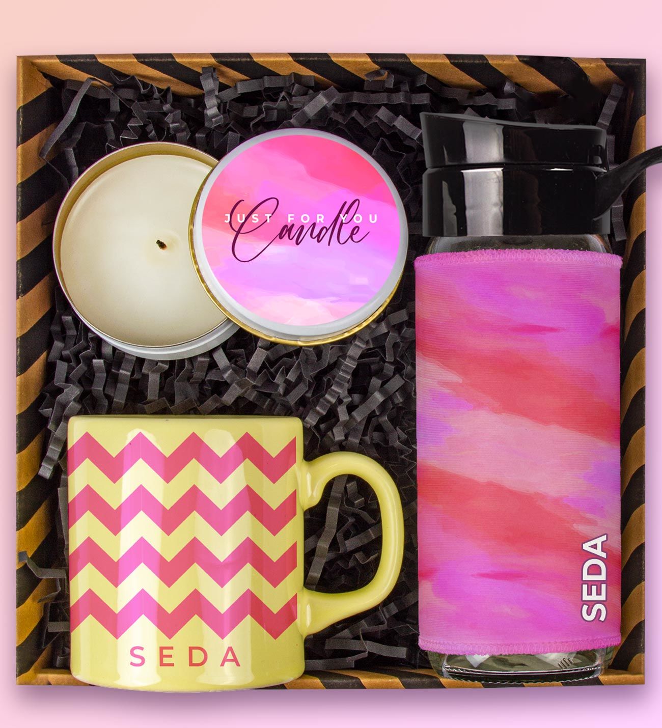 eJOYA Kişiye Özel Konsept Renkli Kupa & Kişiye Özel Matara & Mum Hediye Kutusu 110887