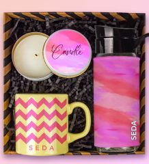 eJOYA Kişiye Özel Konsept Renkli Kupa & Kişiye Özel Matara & Mum Hediye Kutusu 110887