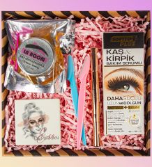 eJOYA Kişiye Özel Ayna & Kaş Şekillendirici & Kaş Usturası & Kaş Bakım Serumu & Kaş ve Kirpik Eyeliner Kozmetik Hediye Kutusu 110901