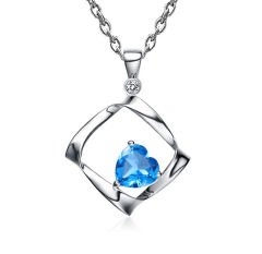 eJOYA Mavi Topaz ve Pırlanta Kalp Kolye 59319