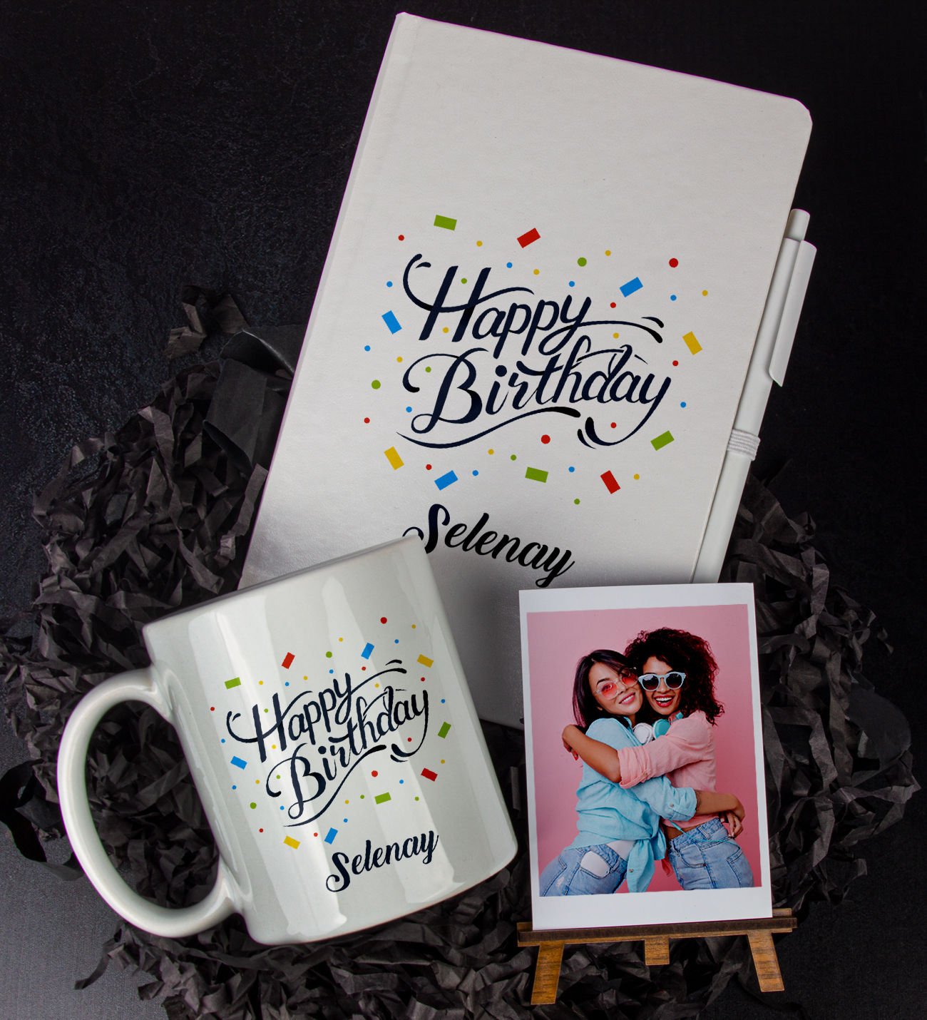 eJOYA Kişiye Özel Happy Birthday Temalı Defter Kalem Kupa Ve Fotoğraflık Hediye Seti 85791