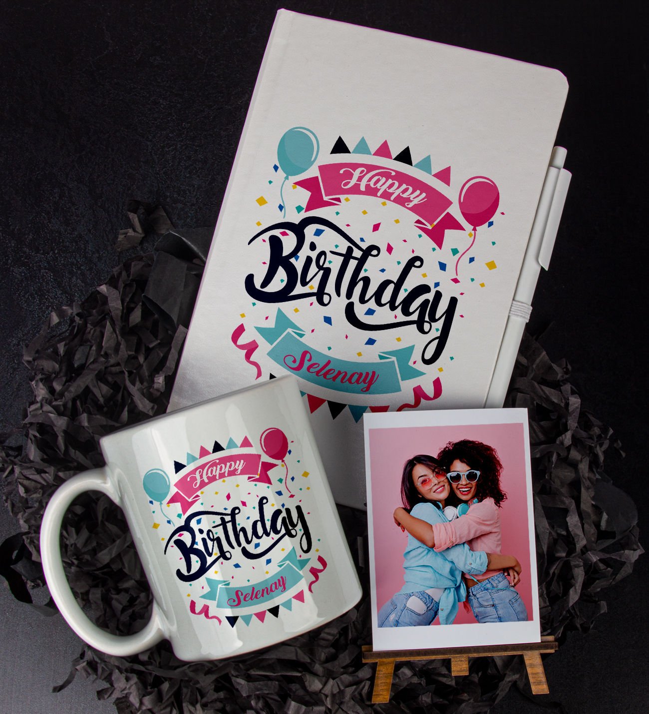 eJOYA Kişiye Özel Happy Birthday Temalı Defter Kalem Kupa Ve Fotoğraflık Hediye Seti 85793