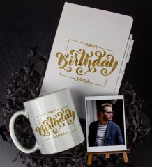 eJOYA Kişiye Özel Happy Birthday Temalı Defter Kalem Kupa Ve Fotoğraflık Hediye Seti 85794