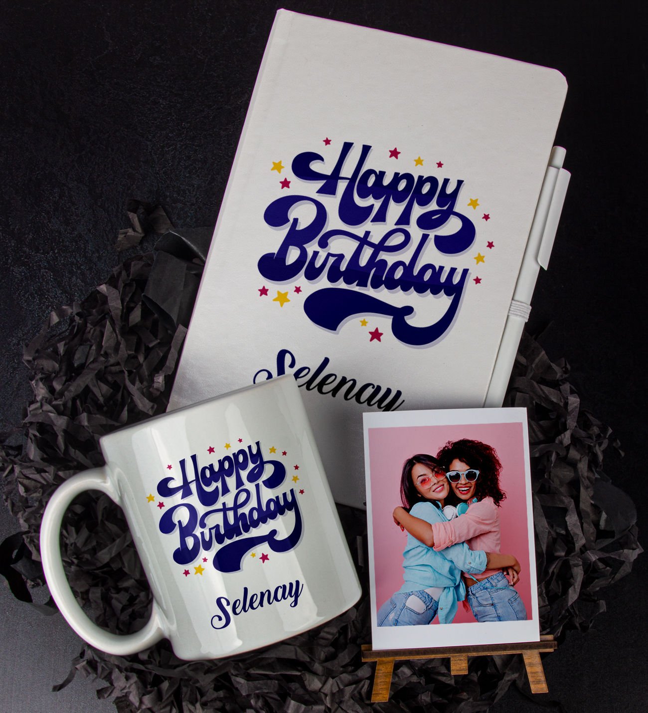 eJOYA Kişiye Özel Happy Birthday Temalı Defter Kalem Kupa Ve Fotoğraflık Hediye Seti 85795