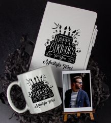 eJOYA Kişiye Özel Happy Birthday Temalı Defter Kalem Kupa Ve Fotoğraflık Hediye Seti 85796