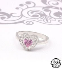 eJOYA Pembe Kalp Taşlı Gümüş Yüzük 77254