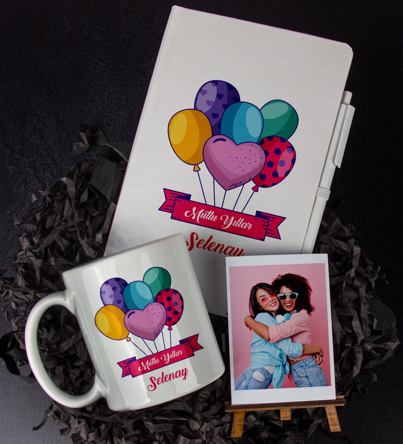 eJOYA Kişiye Özel Happy Birthday Temalı Defter Kalem Kupa Ve Fotoğraflık Hediye Seti 85799