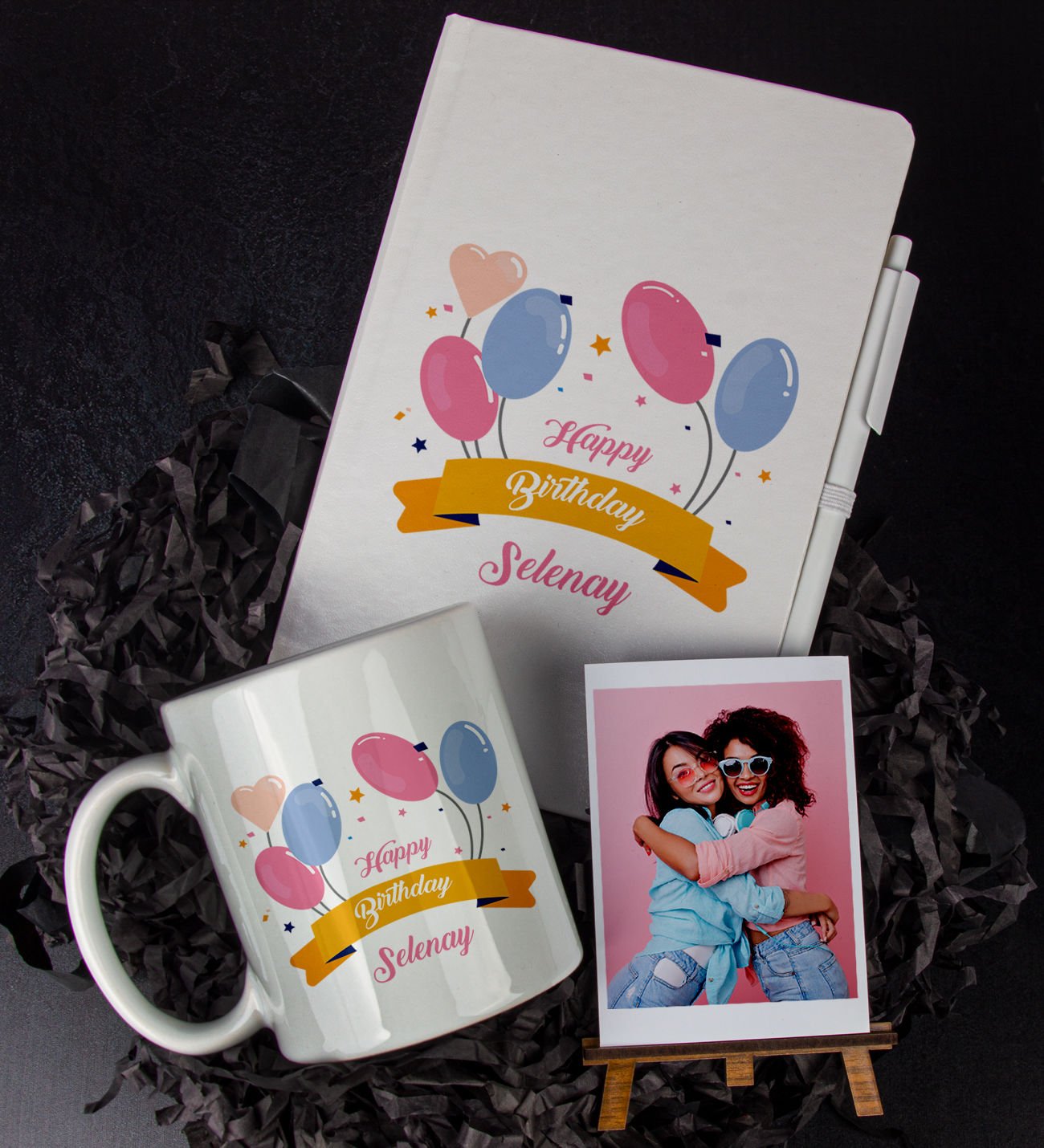 eJOYA Kişiye Özel Happy Birthday Temalı Defter Kalem Kupa Ve Fotoğraflık Hediye Seti 85800