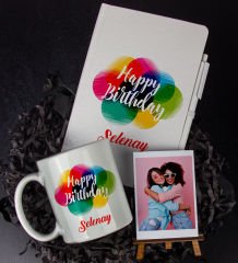 eJOYA Kişiye Özel Happy Birthday Temalı Defter Kalem Kupa Ve Fotoğraflık Hediye Seti 85801