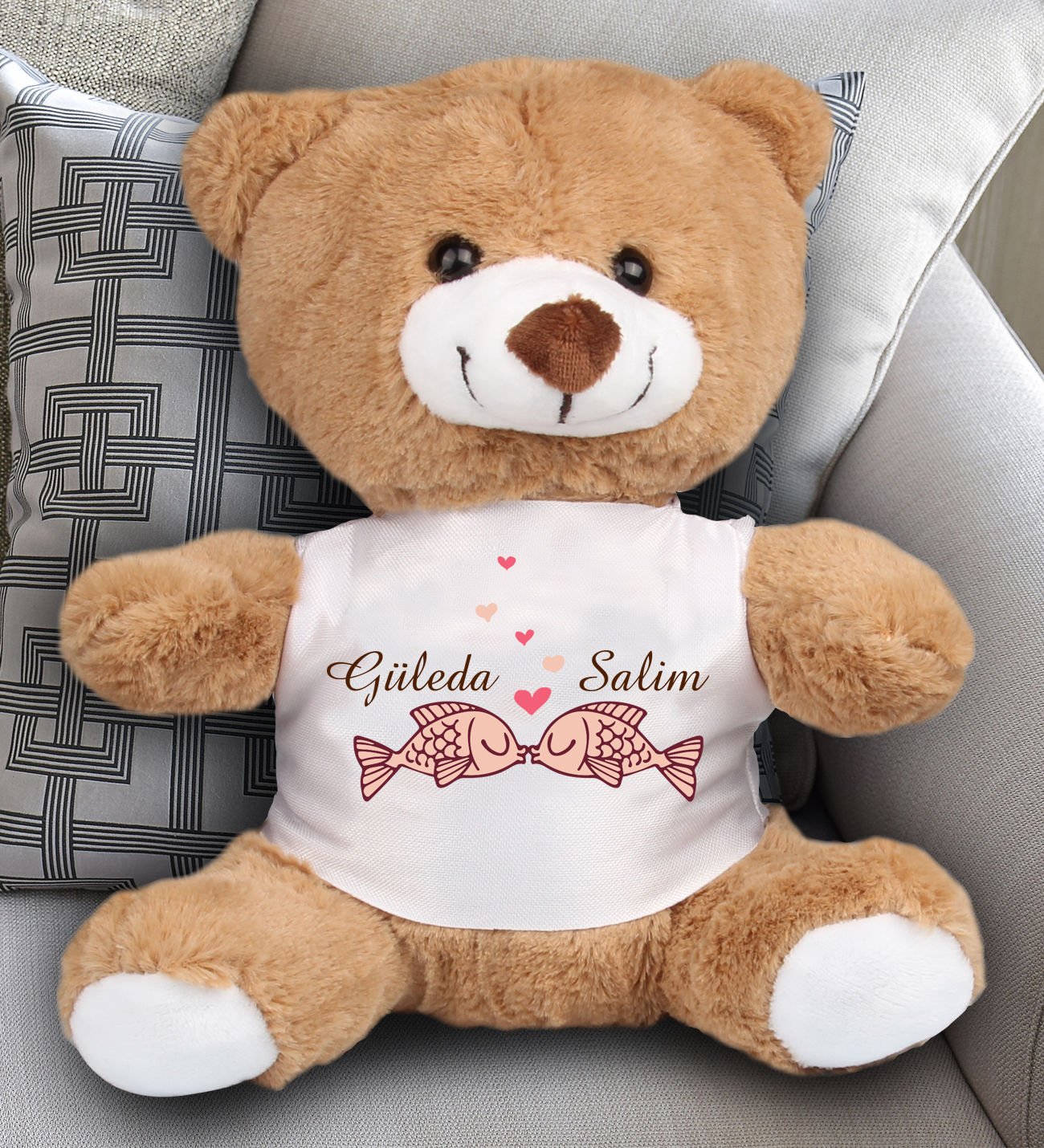 eJOYA Sevgililere Özel Uğurlu Kalpli Peluş Ayıcık 23 cm 81884