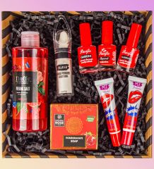 eJOYA Doğal Sabun & Kalıcı Ruj & Tuz Peeling & Oje & Vücut Simi Kozmetik Hediye Kutusu 110919
