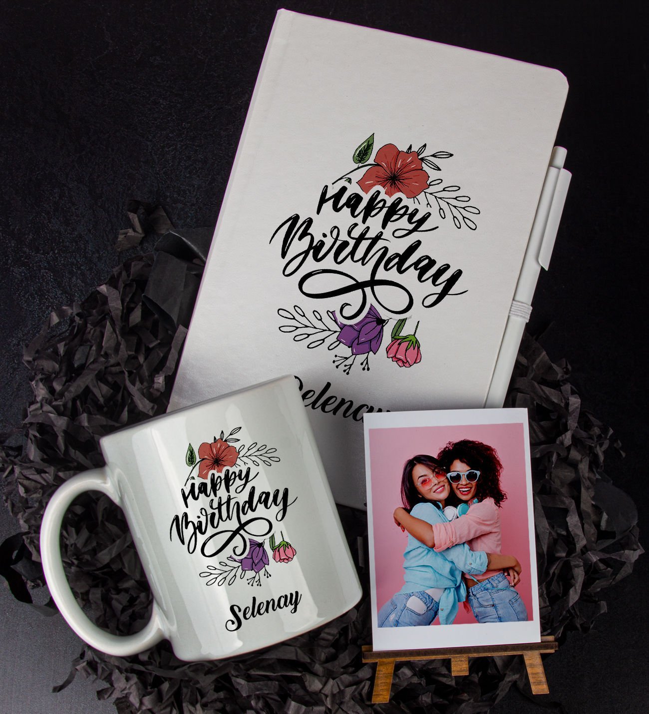 eJOYA Kişiye Özel Happy Birthday Temalı Defter Kalem Kupa Ve Fotoğraflık Hediye Seti 85802