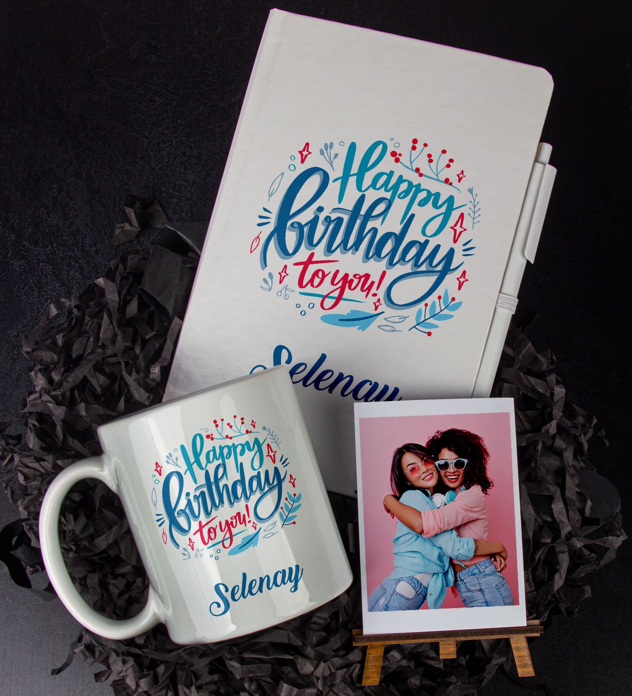 eJOYA Kişiye Özel Happy Birthday Temalı Defter Kalem Kupa Ve Fotoğraflık Hediye Seti 85804