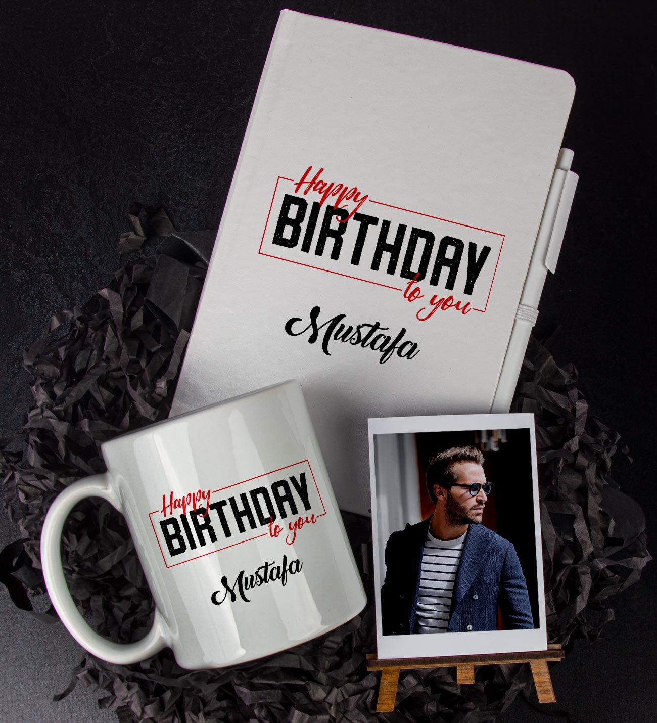 eJOYA Kişiye Özel Happy Birthday Temalı Defter Kalem Kupa Ve Fotoğraflık Hediye Seti 85806