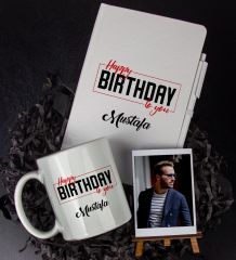eJOYA Kişiye Özel Happy Birthday Temalı Defter Kalem Kupa Ve Fotoğraflık Hediye Seti 85806