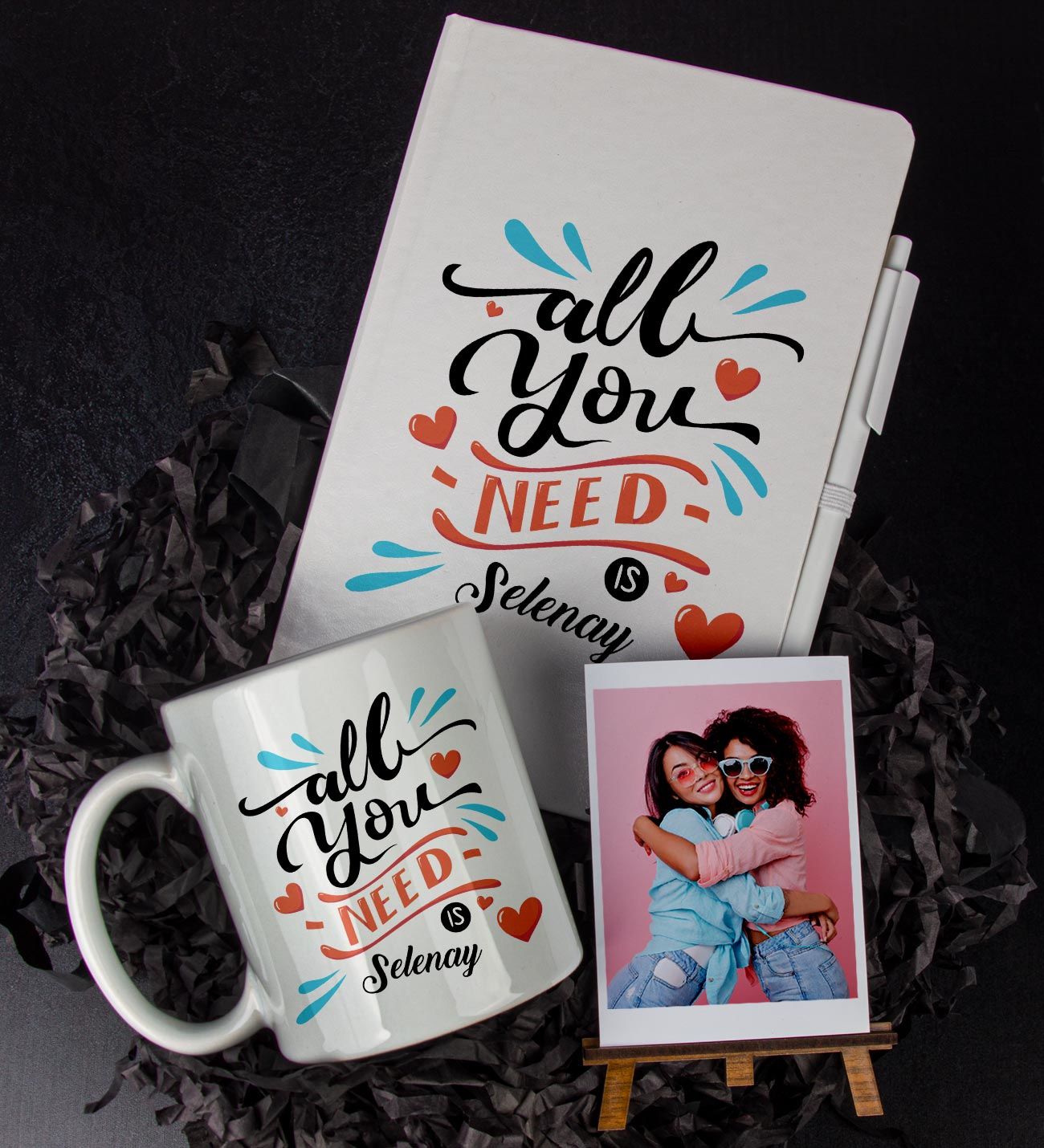 eJOYA Kişiye Özel All You Need Temalı Defter Kalem Kupa Ve Fotoğraflık Hediye Seti 85807