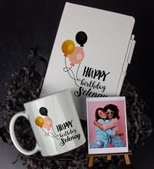 eJOYA Kişiye Özel Happy Birthday Temalı Defter Kalem Kupa Ve Fotoğraflık Hediye Seti 85809