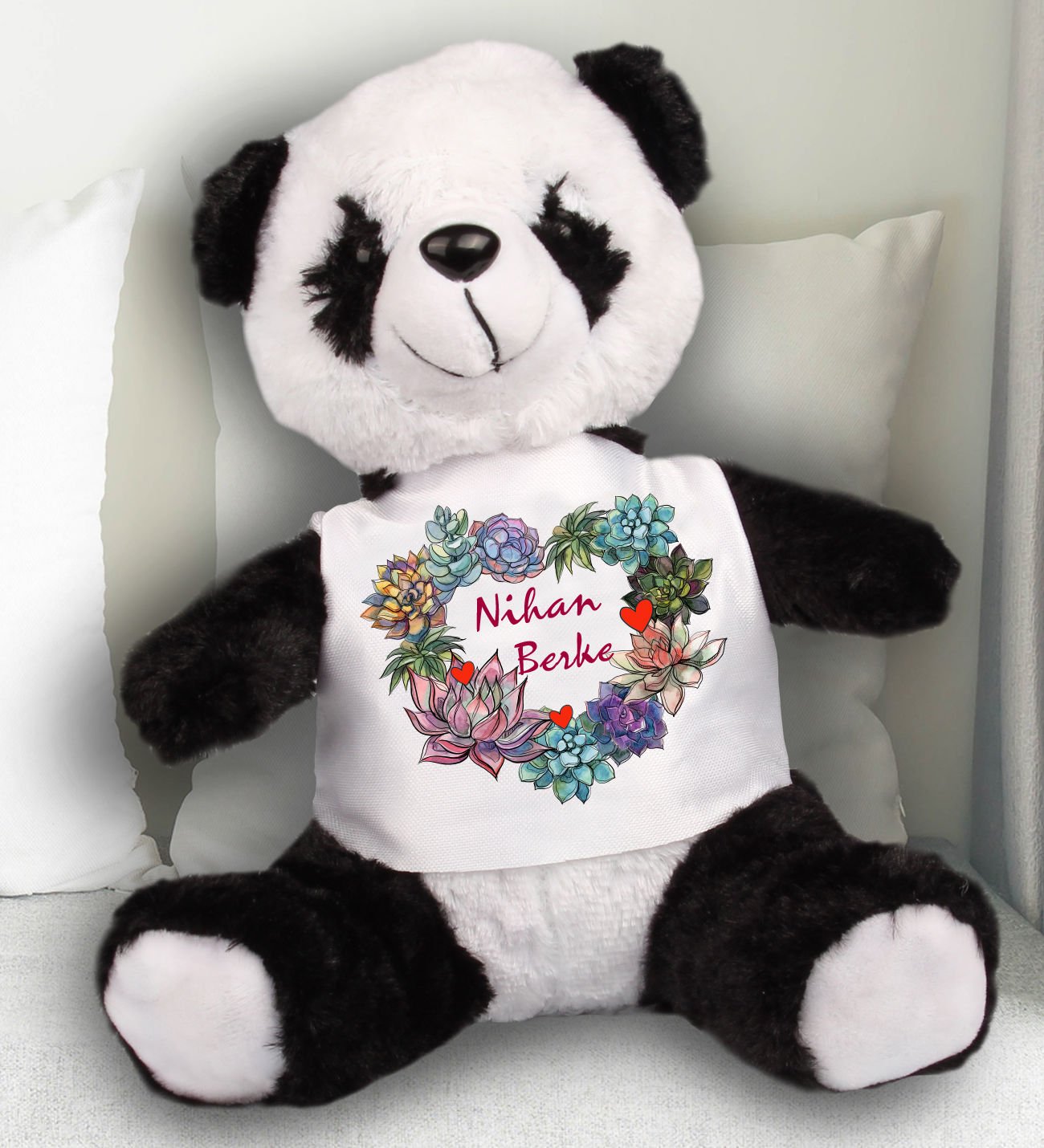 eJOYA Kişiye Özel Çiçekten Kalp Temalı Peluş Ayıcık 23 cm 81896