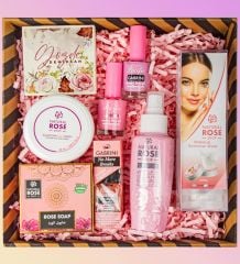 eJOYA Kişiye Özel Ayna & Doğal Gül Suyu & Doğal Sabun & Gül Sulu Makyaj Temizleme Pamuğu & Oje & Aloevera Krem & Tırnak Serumu Kozmetik Hediye Kutusu 110933