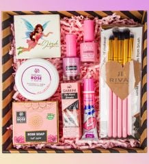 eJOYA Kişiye Özel Ayna & Soyulan Ruj & Doğal Sabun & Makyaj Fırça Kutusu & Oje & Aloevera Krem & Tırnak Serumu Kozmetik Hediye Kutusu 110934