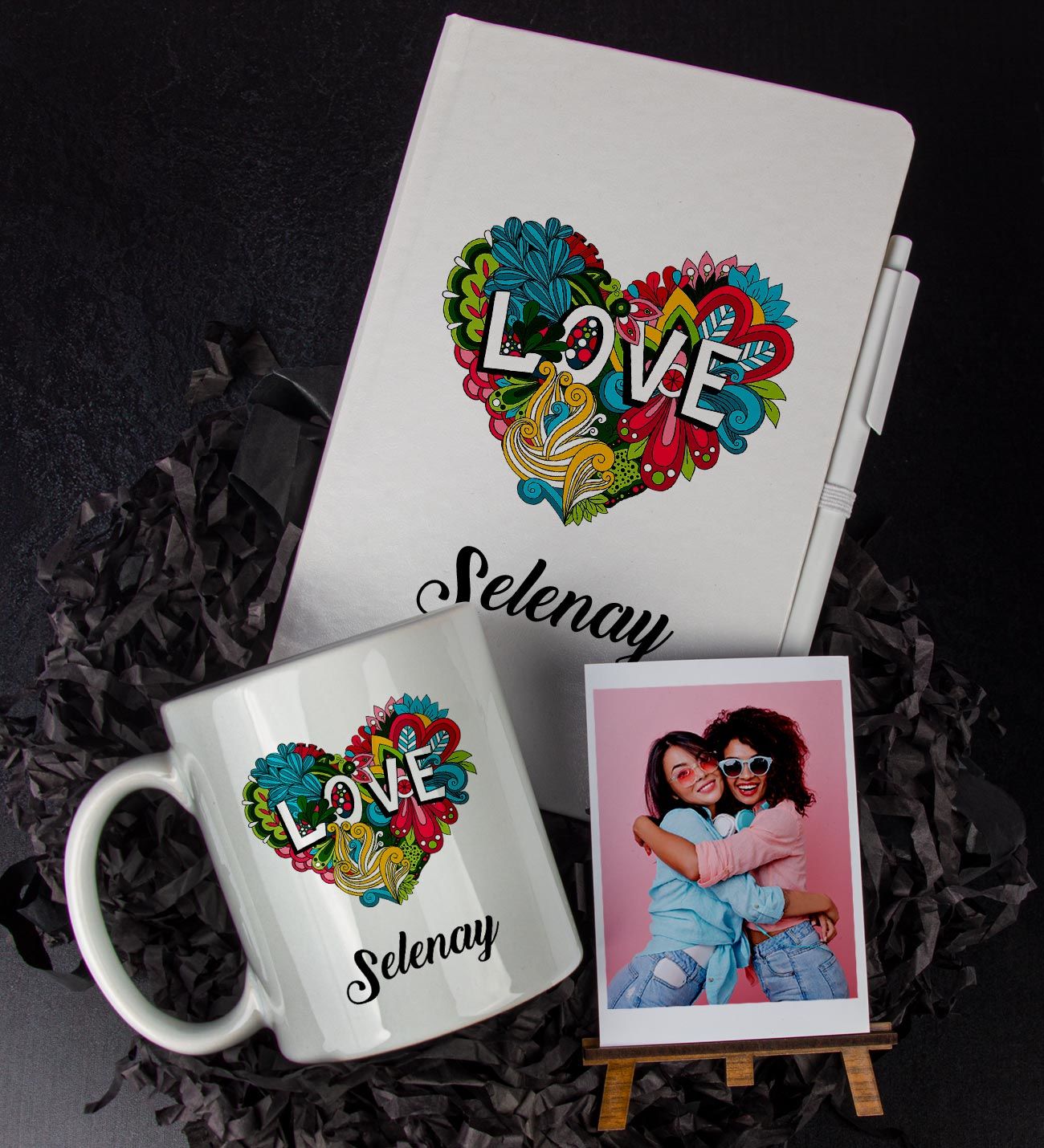 eJOYA Kişiye Özel LoVe Temalı Defter Kalem Kupa Ve Fotoğraflık Hediye Seti 85815