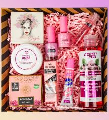 eJOYA Kişiye Özel Ayna & Soyulan Ruj & Doğal Sabun & Gül Suyu Makyaj Temizleme Jeli & Oje & Aloevera Krem & Tırnak Serumu & Dudak Nemlendirici Kozmetik Hediye Kutusu 110935